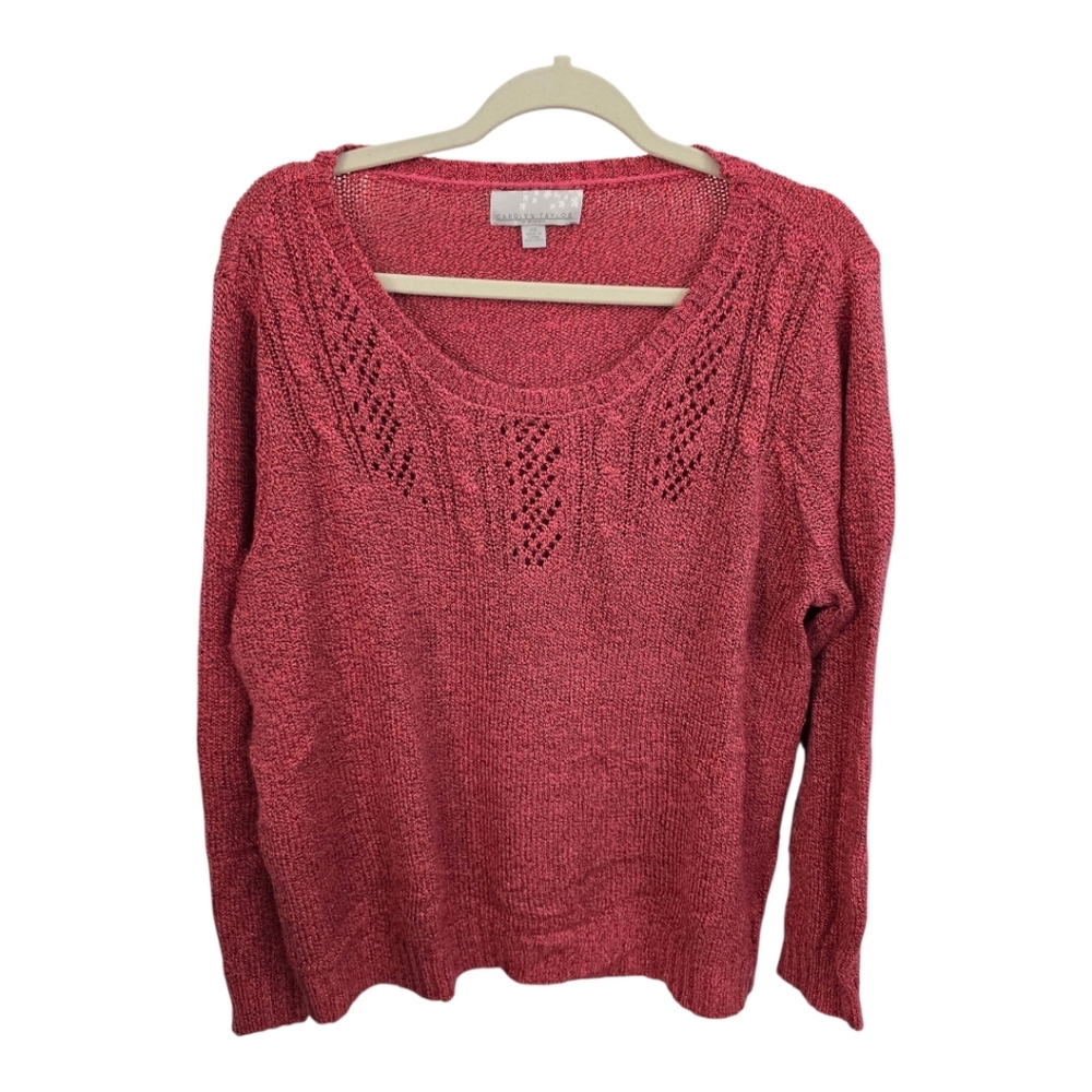 Carolyn Taylor Pink Sweater With Cut-Out Yoke